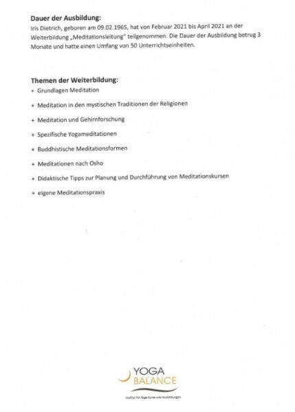 Meditations-Zertifikat Iris Dietrich Naturerlebnis YOGA